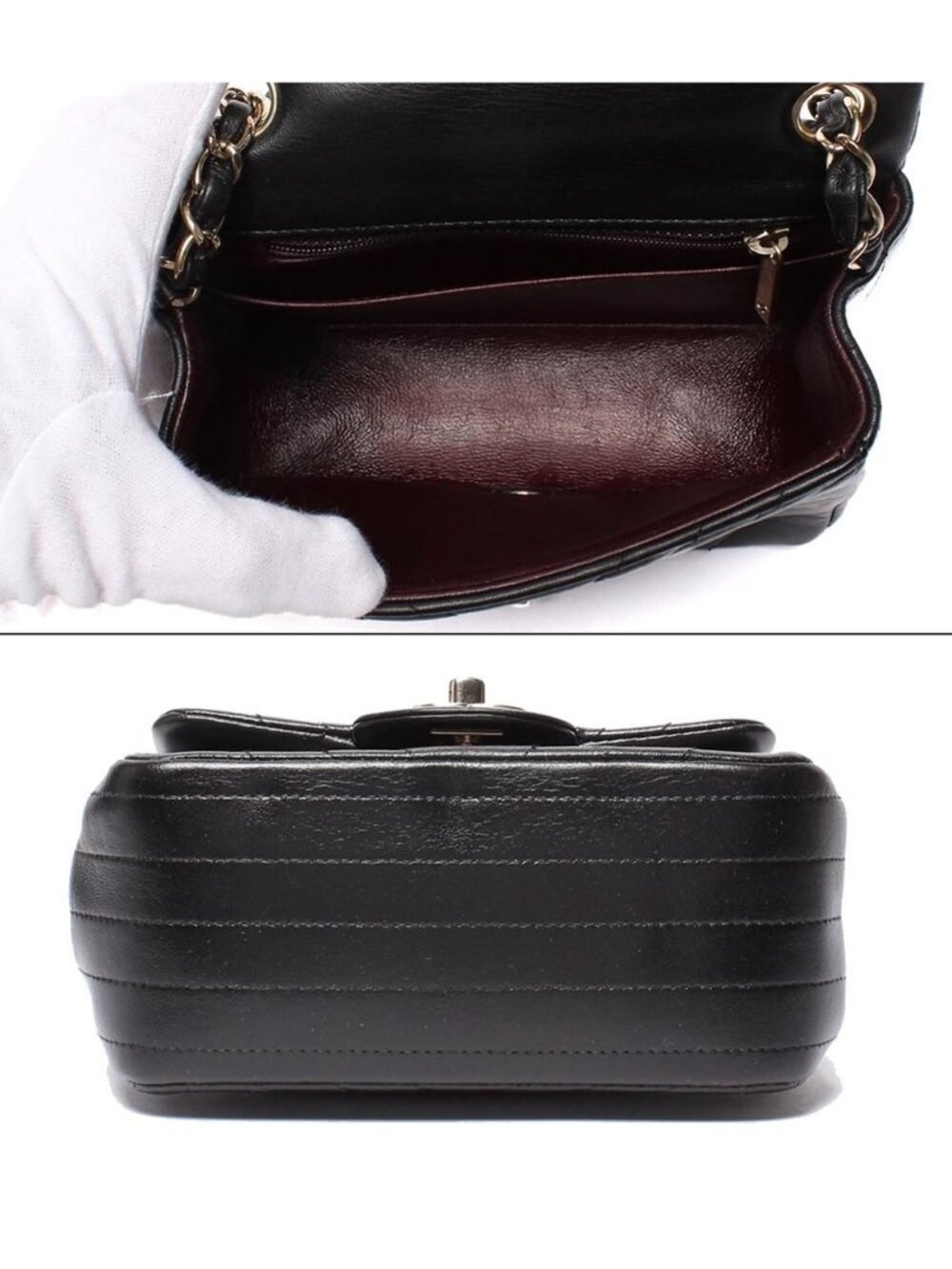 Chanel Chain Shoulder Bag Mini Quilted Stitch Single Flap Gold Chez Blanc - Picture 3 of 10